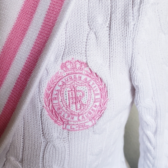 L-RL Ralph Lauren Active White Cable Knit Sweater - Picture 2 of 6
